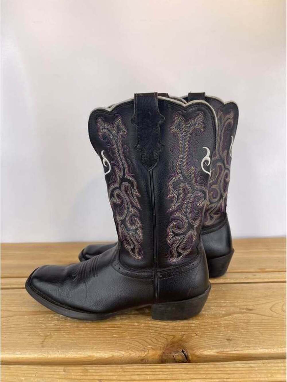 Justin Black Cowboy Boots 2554JR Size  4D